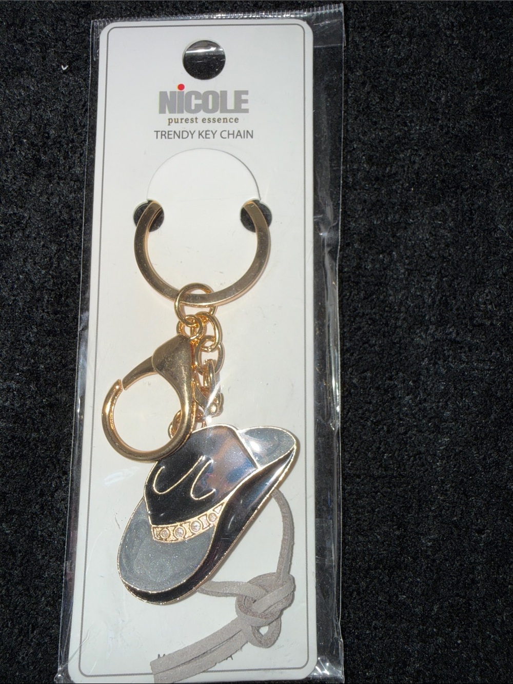 Nicole Black and Gold Cowboy Hat Keychain